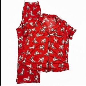 Kate Spade Red Pajama Set with Poodle Print